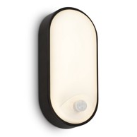 BRILO zidna rasvjeta LED, 12W, 1300lm, 3000K, IP65, senzor, oval