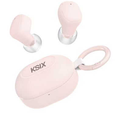 Slušalice bežične KSIX Neutron, USB-C, kopča za karabiner, baterija 4h+16h, roze