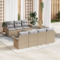 8-dijelni vrtni sofa set s jastucima, poli rattan akacija, bež 