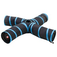 Mačji tunel, 4-smjerni, 25 cm, poliester, crno-plavi