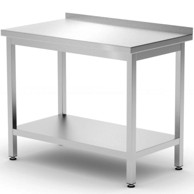 HENDI Radni stol, zidni, s policom i rubom, Budget Line, 800 x 600 x 850 mm