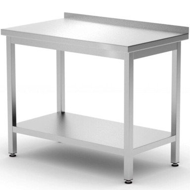 HENDI Radni stol, zidni, s policom i rubom, Budget Line, 800 x 600 x 850 mm