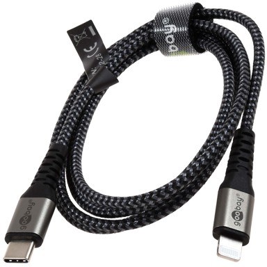 USB-C kabel za punjenje i sinkronizaciju za Apple iPhone/iPad, 1 m, crno-sivi