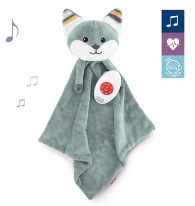 ZAZU Dekica s umirujućim zvukovima, dječja, meka, lisac Felix, siva