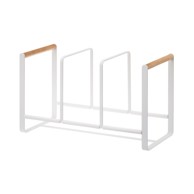 YAMAZAKI Bijelo postolje za tanjure s detaljima od bukovine Tosca