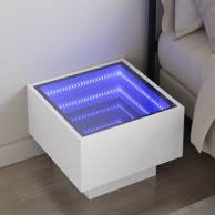 Noćni ormarić s beskonačnim LED svjetlima bijeli 40x40x30 cm