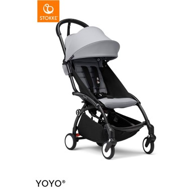 STOKKE Dječja kolica YOYO³ 6+, crni okvir, siva