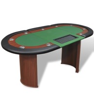 Stol za poker za 10 igrača s prostorom za djelitelja i držačem žetona, zeleni