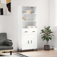 Visoka komoda bijela 69 5x34x180 cm konstruirano drvo , vrata 2 ladice