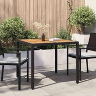 Stol za vrt, 90 x 90 x 75 cm, poliratan, crna i prirodna