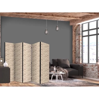 Paravan Bež šumska priroda, Gljive, cvijeće i bilje na svijetloj pozadini, 225 x 172 cm