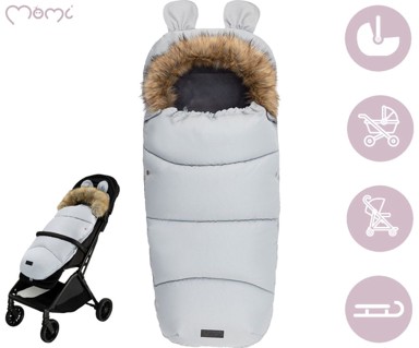 MOMI Vreća za spavanje, izotermična, vodootporna, univerzalna, krzno na skidanje, siva, 95×45 cm