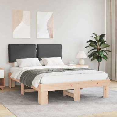 Okvir za krevet s tapiciranim uzglavljem Tamno siva 135 x 190 cm