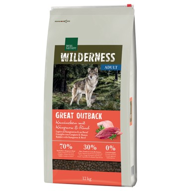 REAL NATURE Suha hrana za pse Wilderness Adult kunić, klokan i govedina, 12 kg