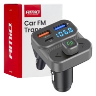 AMIO Bluetooth FM transmiter 2×USB-A 1×USB 12V 24V AMIO-04649