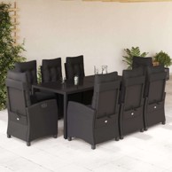 9-dijelni vrtni set poli-ratan, crni