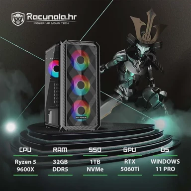 BAB Stolno računalo Fighter R5R5060T / AMD Ryzen 5 9600X, 32 GB DDR5, 1 TB NVMe SSD, NVIDIA GeForce RTX 5060 Ti 16 GB, Windows 11 Pro