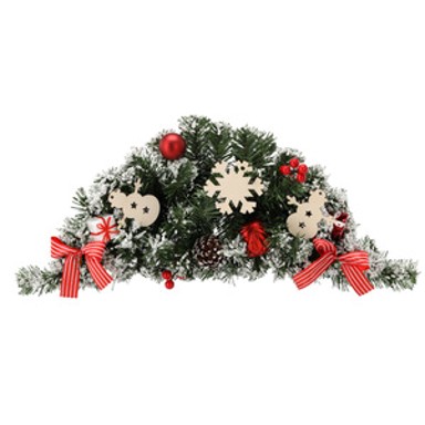 Viseći božićni aranžman 60 cm s bijelo crvenim ukrasima