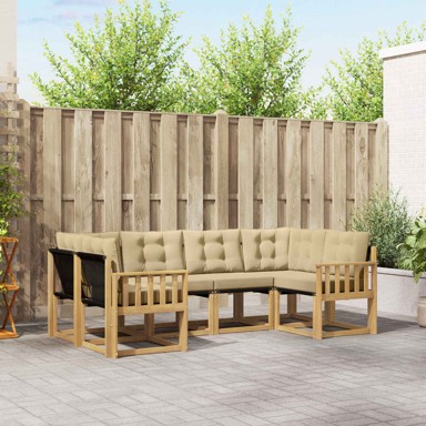 Set vanjskih sofa s jastukom 6 kom, bijela i bež