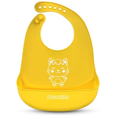 NORTHIX Silikonski podbradnik za hranjenje, Ricokids, žuti