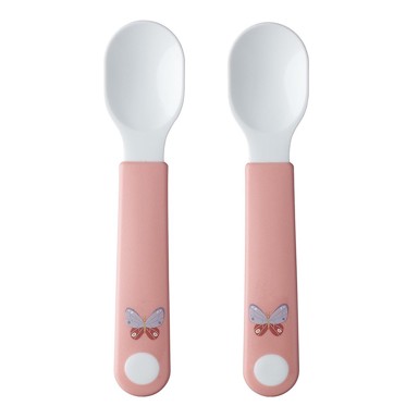 MEPAL Plastične dječje žlice u setu 2 kom Flowers & Butterflies, bijele/svijetlo ružičaste