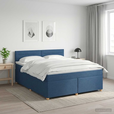 Boxspring krevet s madracem 140 x 200 cm od tkanine, plavi