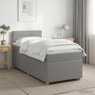 Boxspring krevet s madracem 80 x 200 cm od tkanine, svjetlosivi