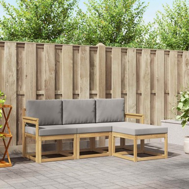 Set vanjskih sofa, 4-dijelni, bijela i svjetlosiva