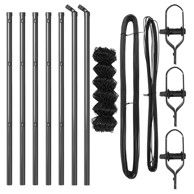 Ograda od lančane veze s 7 stupova 0.8x10 m galvanizirana čelična,siva