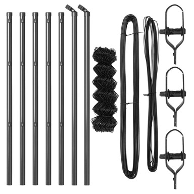 Ograda od lančane veze s 7 stupova 0.8x10 m galvanizirana čelična,siva