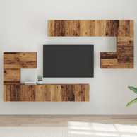 Set TV komoda 8 komada, 30.5 x 30 x 30 cm, staro drvo
