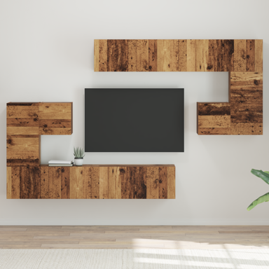 Set TV komoda 8 komada, 30.5 x 30 x 30 cm, staro drvo