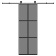 Klizna vrata s priborom od kaljenog stakla i aluminija tamna prozirna 76x205 cm