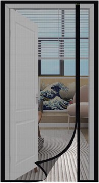 NIKCORP Magnetna mreža protiv komaraca za balkonska vrata, automatsko tiho magnetsko zatvaranje, staklena vlakna, 80 x 210 cm, crna