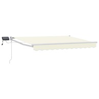 Ručna izvlačivna tenda s LED diodama, 3 x 2,5 m, krem, bijeli okvir