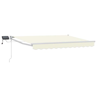 Ručna izvlačivna tenda s LED diodama, 3 x 2,5 m, krem, bijeli okvir