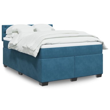 Krevet box spring s madracem plavi 160 x 200 cm baršunasti