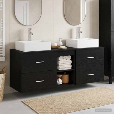 Set kupaonskih ormarića 3 kom 49,5 x 41 x 62,5 cm, crni