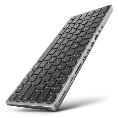 AXAGON Tipkovnica dock/port replicator HMC-KB-US žični USB 3.2 Gen 1 (3.1 Gen 1) Type-C siva