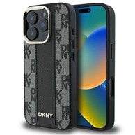 DKNY Checkered Pattern MagSafe maskica za iPhone 16 Pro Max, crna