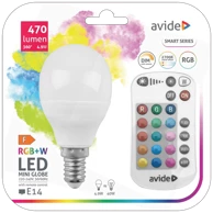 AVIDE Pametna žarulja Smart LED Mini Globe 4.9W 34395, LED 4.9W, E14, RGB+W, 2700K, daljinski