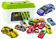 Set šarenih autića u koferu, 50 komada