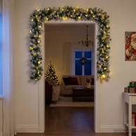 Božićna girlanda, 270 cm, PVC, 240 PVC vrhova, 50 LED lampica, toplo bijelo svjetlo, zeleno-bijela