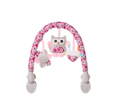 Glazbeni luk za krevetić Sovica, roza, s igračkama i zvučnim efektima