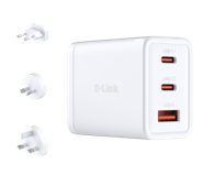 D-LINK Punjač, GaN, strujni, 65W, PD3.0, 2×USB-C + USB-A, adapteri AU/EU/UK/US