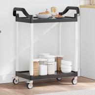 Kolica s 2 razine crna 81 x 41 x 92 cm aluminijska