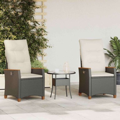 Vrtna ležaljka, poliratan, 64 x 57.5 x 112 cm, crna i krem, 2 kom