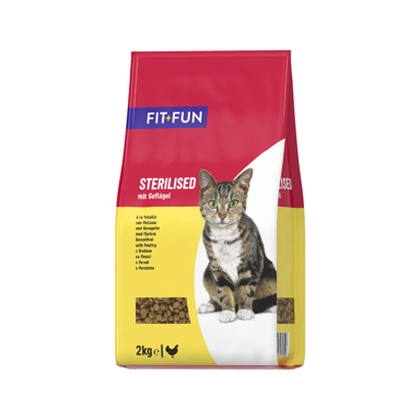 FIT+FUN Hrana za mačke Adult Sterilised, perad, 2 kg