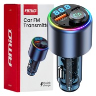 AMIO Bluetooth FM transmiter 1×USB-A 1×USB-C 12V 24V AMIO-04655