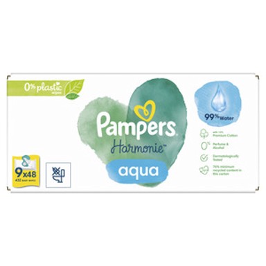 PAMPERS Vlažne maramice Harmonie Aqua, 9x48 kom